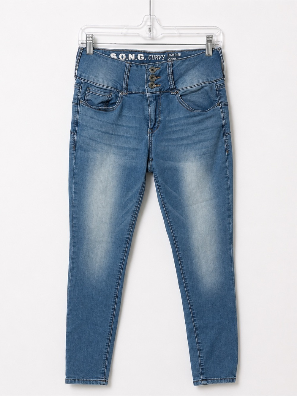 S.O.N.G. Curvy High Rise Skinny Ankle Grazer Jeans Multi Button - Size 7/28